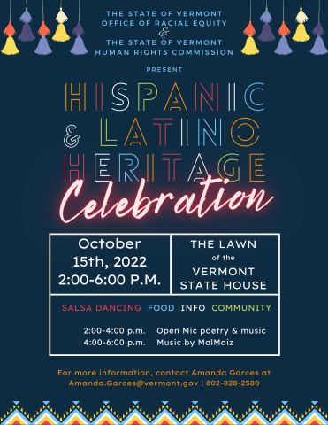 Dark background with the words Hispanic & Latino Heritage Celebration